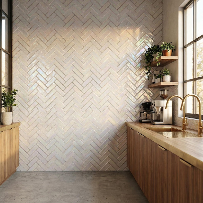 Vibrant Rainbow Iridescent Subway Tile