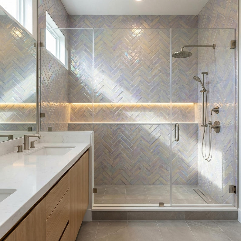 Vibrant Rainbow Iridescent Subway Tile