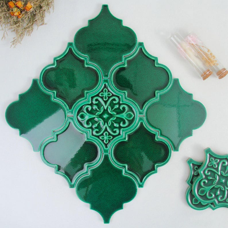 Luxury Emerald Green Moroccan Lantern Tile