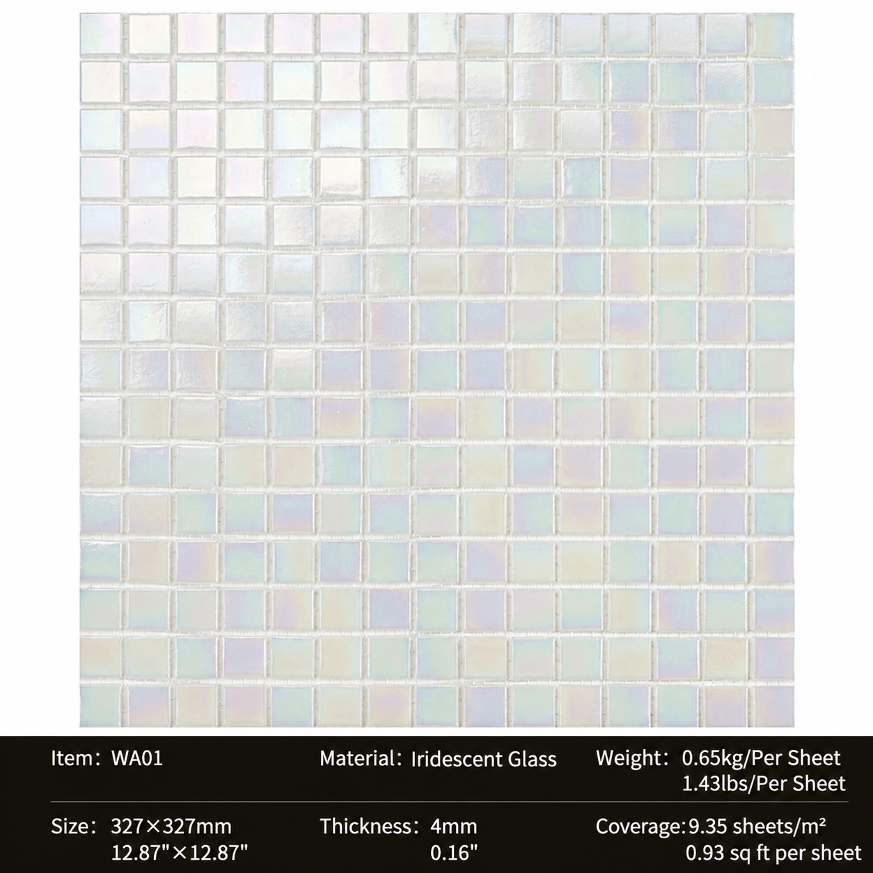 Iridescent Glass Mosaic Tiles – Pearl White Rainbow Shimmer