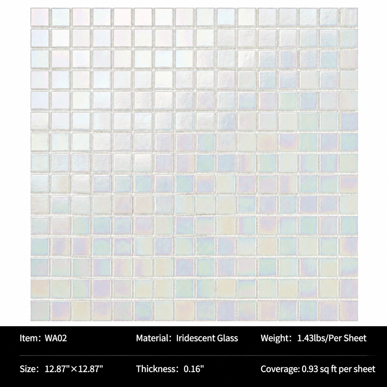 Iridescent Glass Mosaic Tiles – Pearl White Rainbow Shimmer