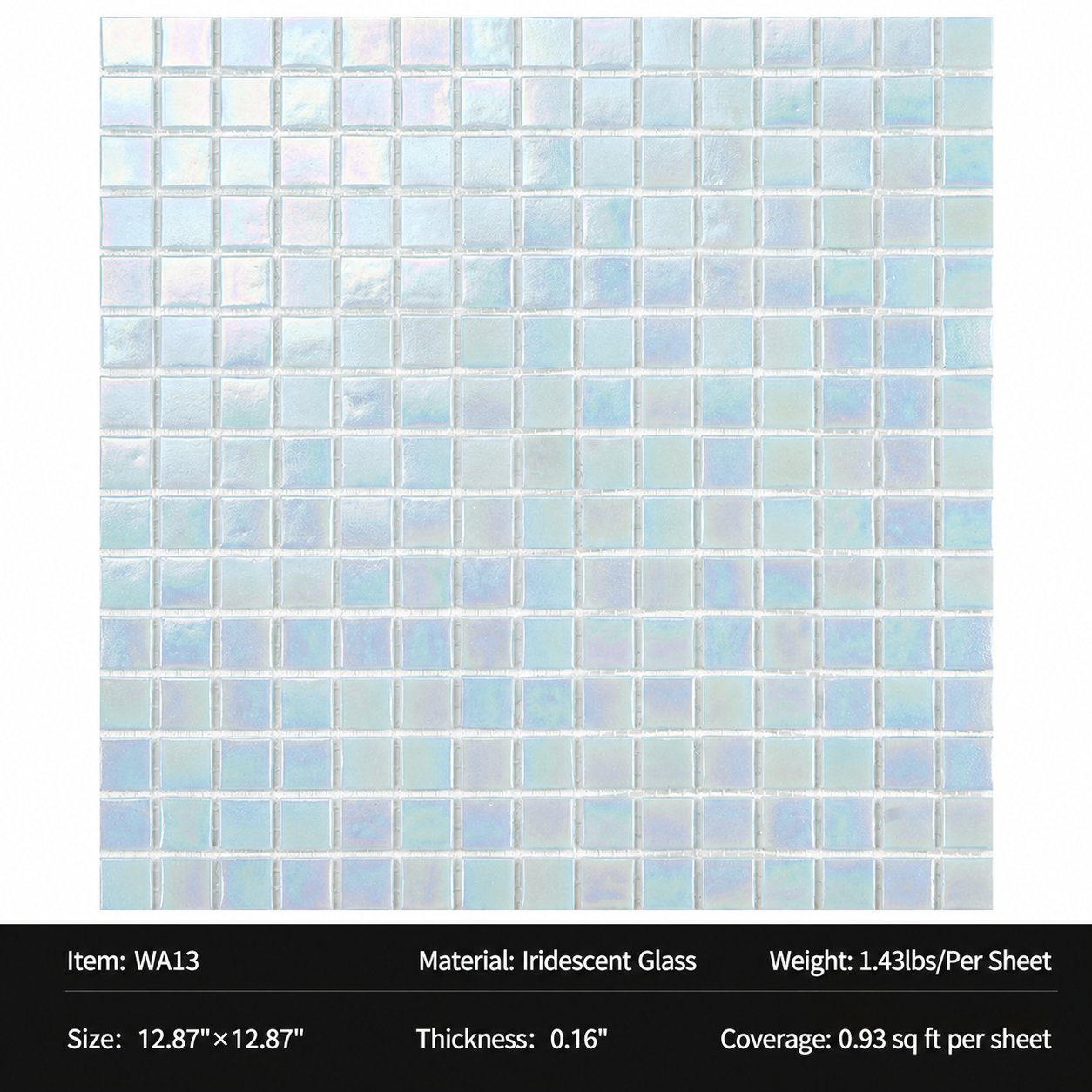 Iridescent Glass Mosaic Tiles – Pearl White Rainbow Shimmer