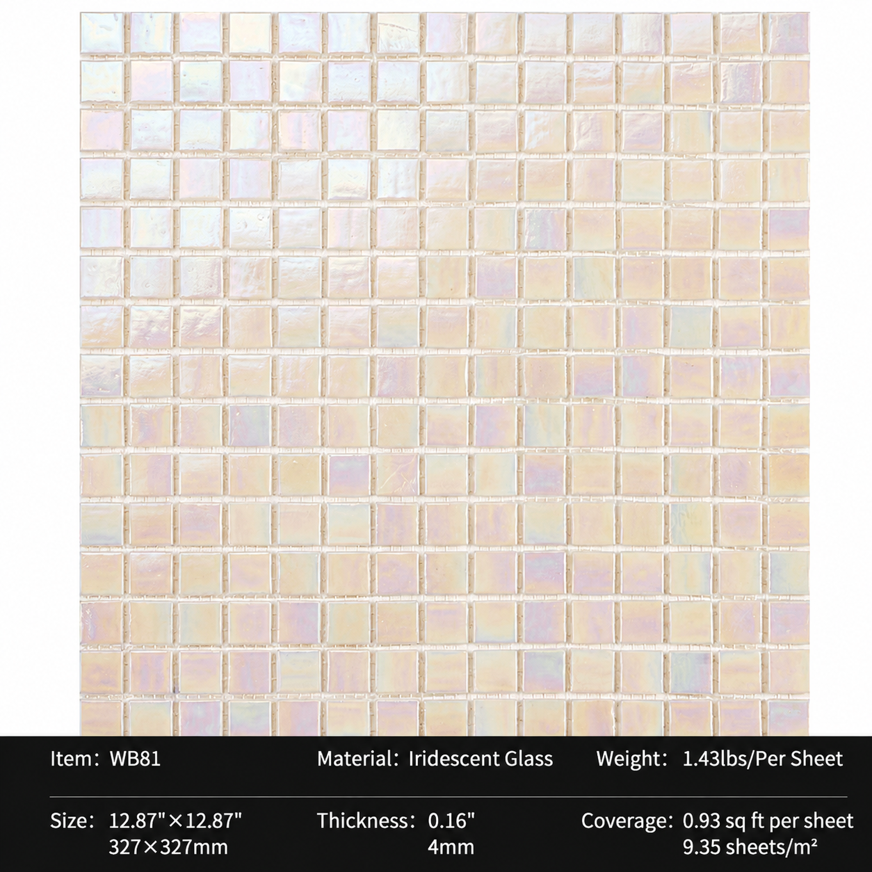 Iridescent Glass Mosaic Tiles – Pearl White Rainbow Shimmer