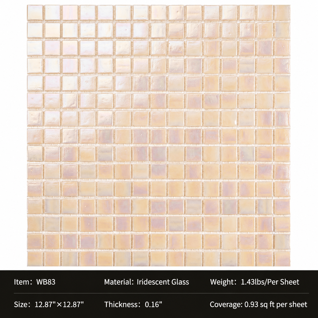 Iridescent Glass Mosaic Tiles – Pearl White Rainbow Shimmer