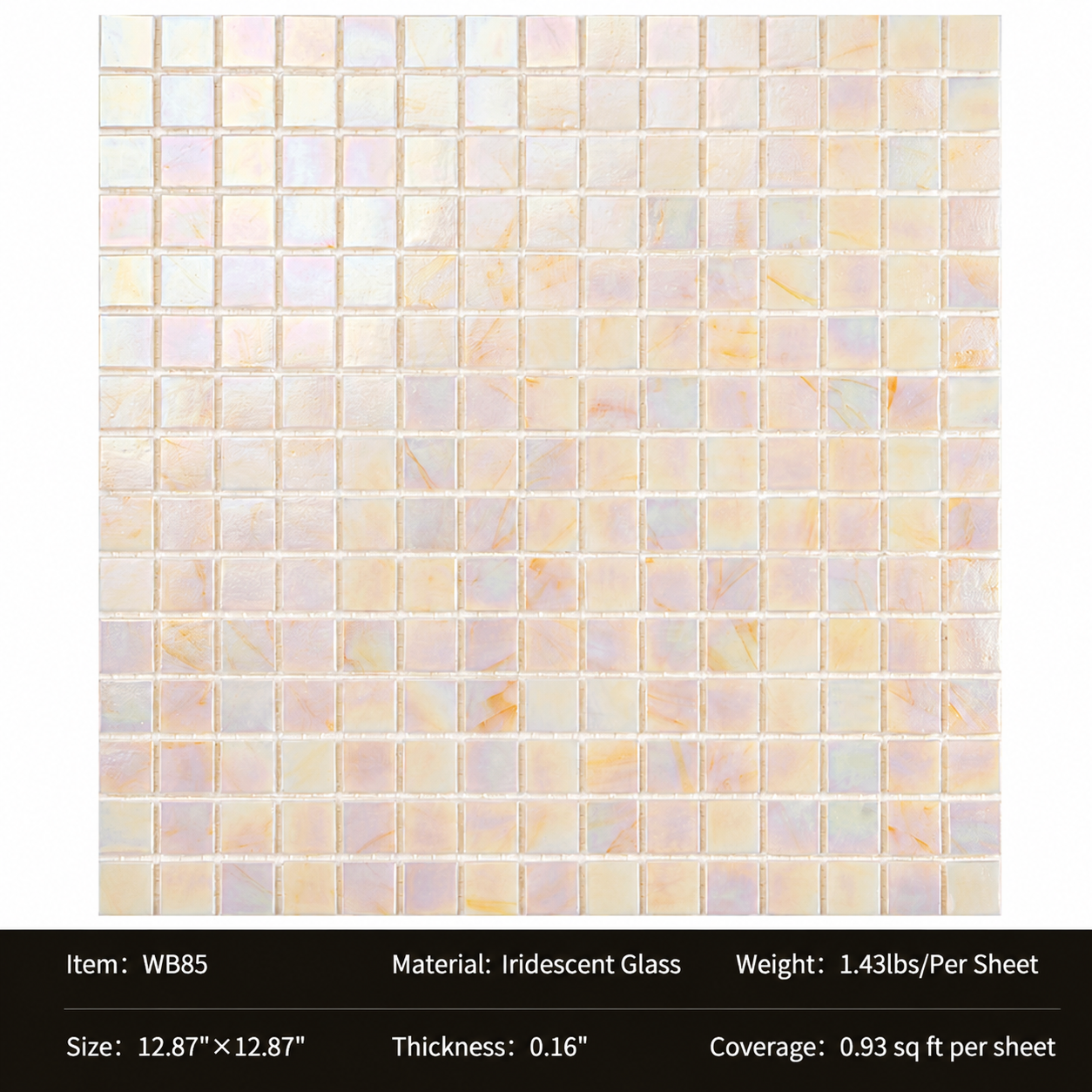 Iridescent Glass Mosaic Tiles – Pearl White Rainbow Shimmer
