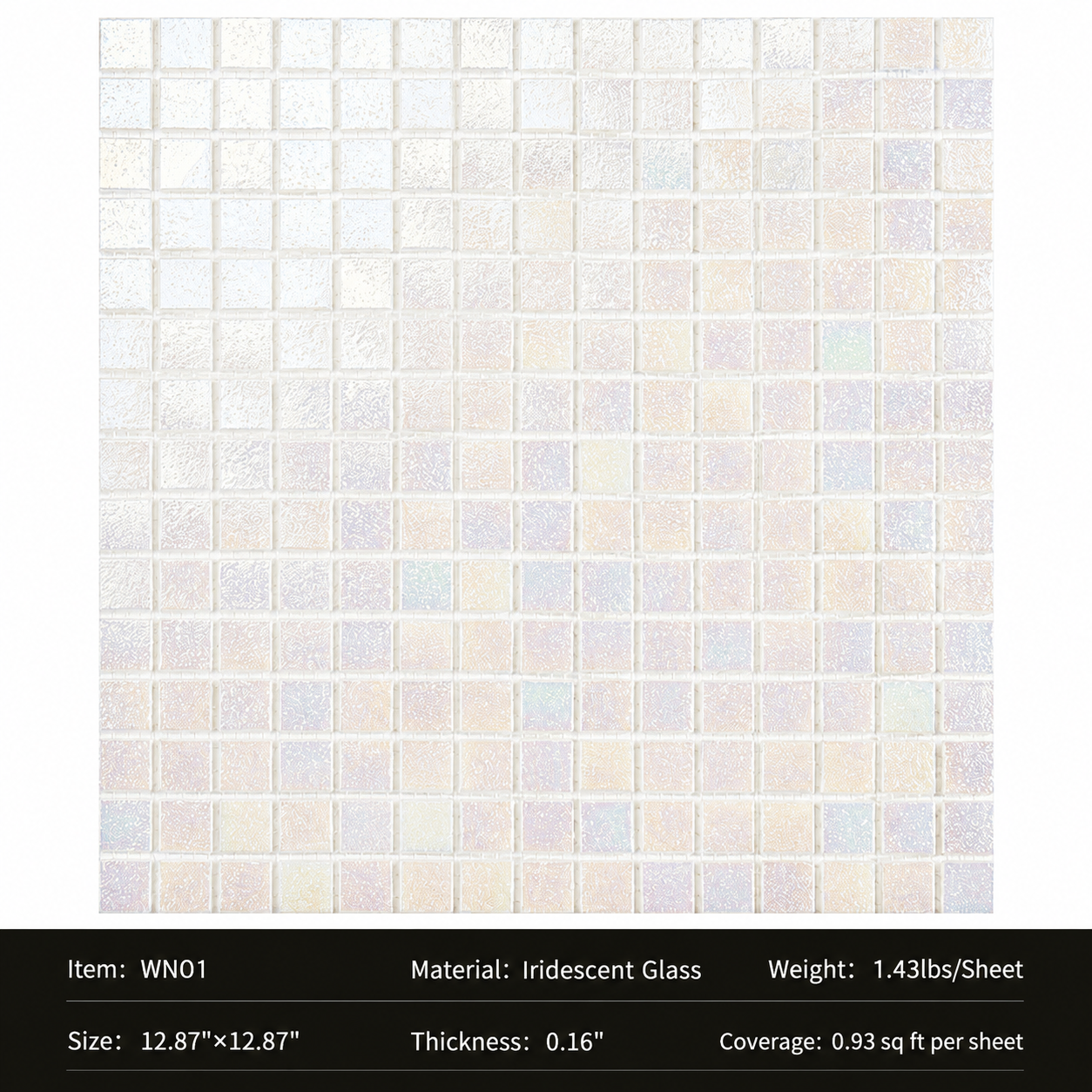 Iridescent Glass Mosaic Tiles – Pearl White Rainbow Shimmer