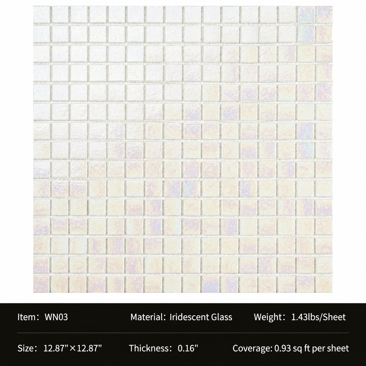 Iridescent Glass Mosaic Tiles – Pearl White Rainbow Shimmer