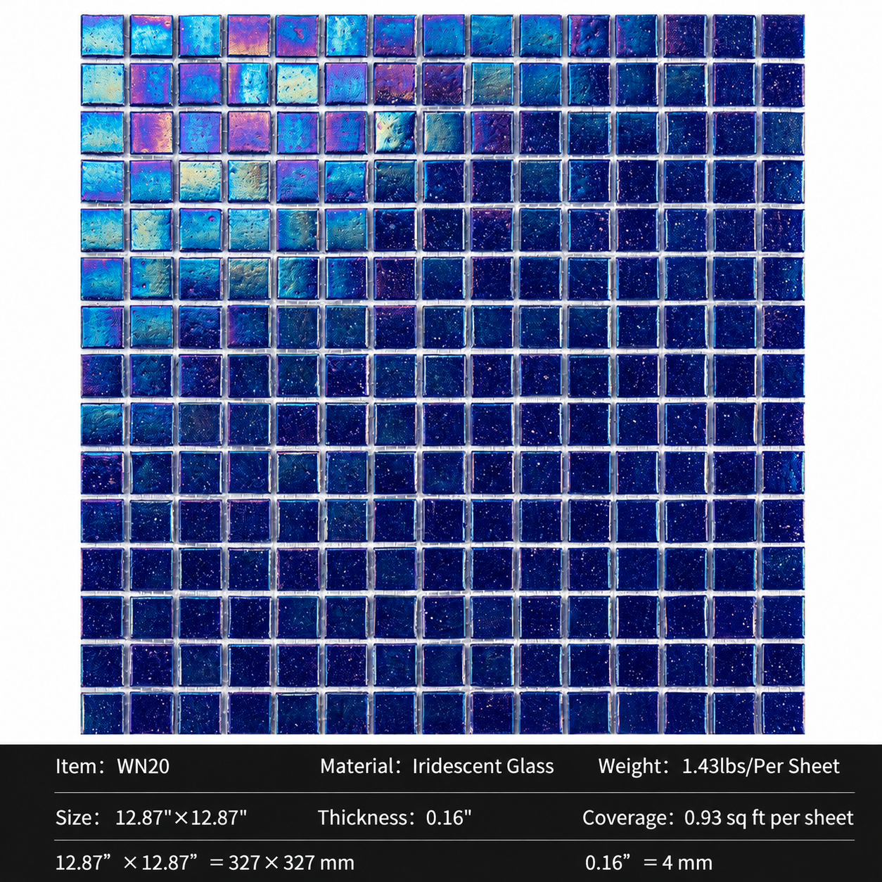 Iridescent Glass Mosaic Tiles – Pearl White Rainbow Shimmer