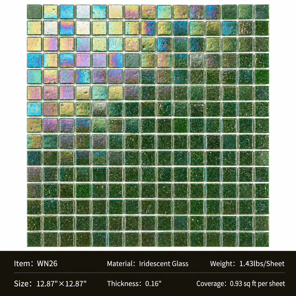 Iridescent Glass Mosaic Tiles – Pearl White Rainbow Shimmer