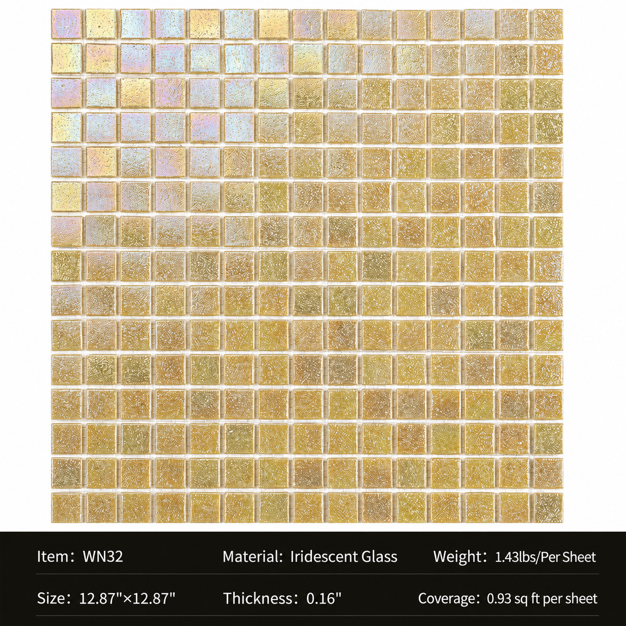 Iridescent Glass Mosaic Tiles – Pearl White Rainbow Shimmer