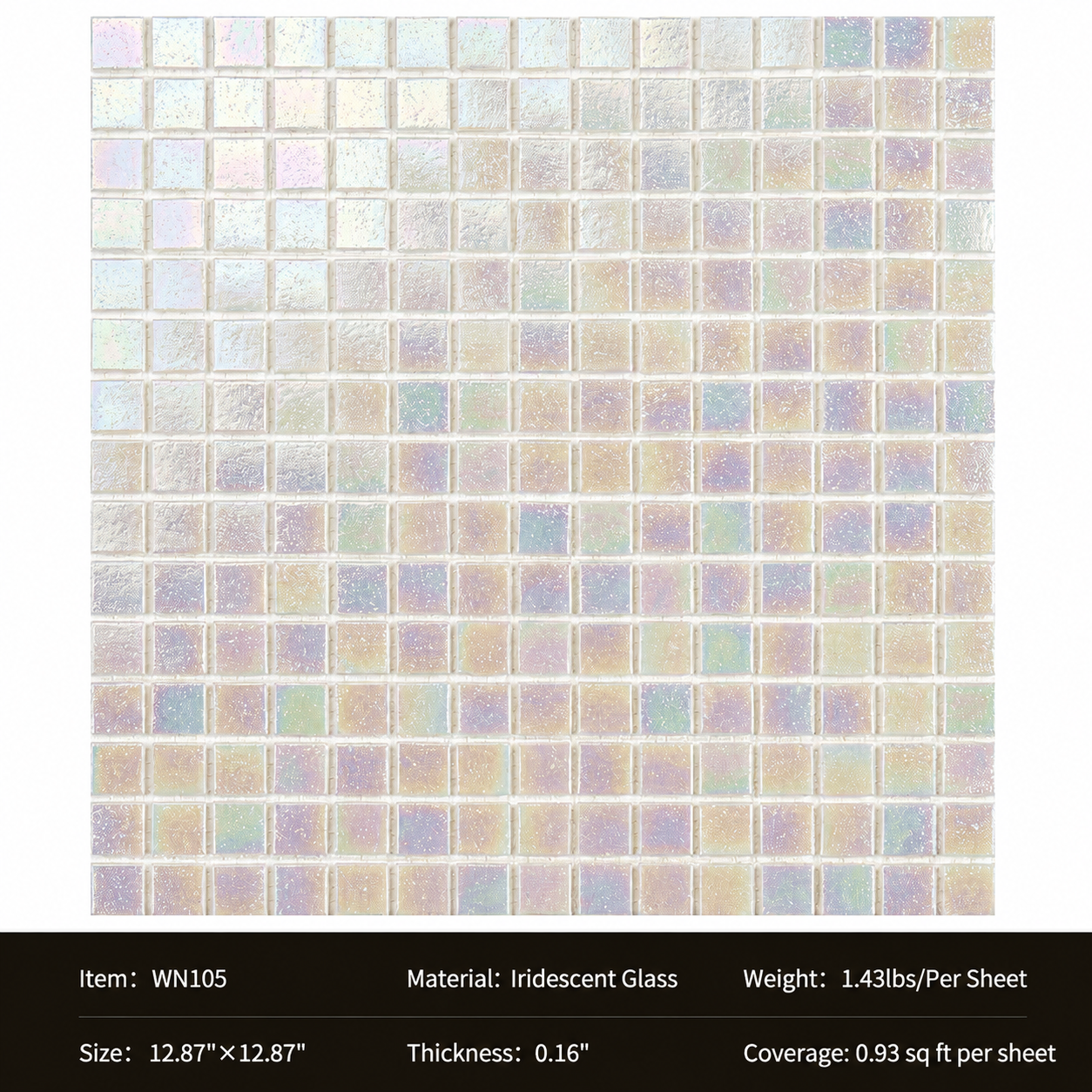 Iridescent Glass Mosaic Tiles – Pearl White Rainbow Shimmer