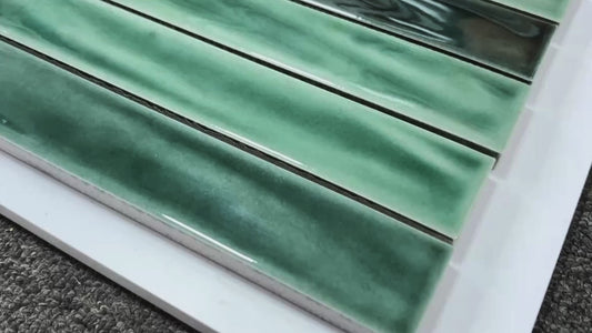 Handmade Kiln-fired Brick 40x250mm - Per Square Meter (100pcs) - Deep Green Marble Finish N42511
