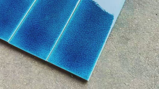 Ice Crack Kiln Change Ceramic Tiles 60x200mm - Per Square Meter - Deep Blue Textured Finish - N-YB-62009