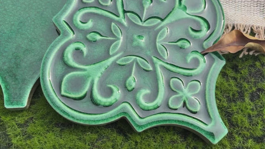 Moroccan Lantern Ceramic Tiles 150x175mm - N-DL-157501 - Per Square Meter - Emerald Green Glossy Finish