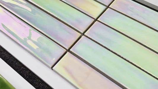Handmade Kiln-fired Brick 40x250mm - Per Square Meter (100pcs)- Pearl Iridescent Finish N4512/