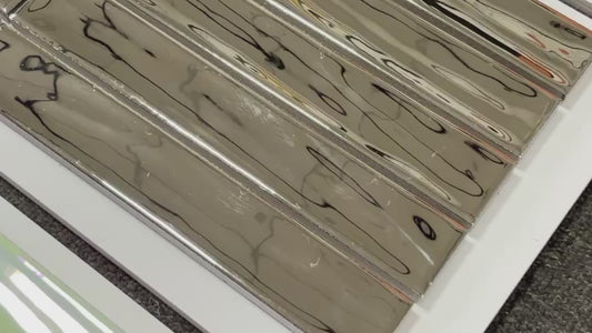 Handmade Kiln-fired Brick 40x250mm - Per Square Meter (100pcs) - Silver Textured Finish N42513