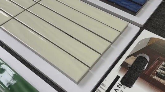 Handmade Kiln-fired Brick 40x250mm - Per Square Meter (100pcs) - Light Gray Green Finish N42504