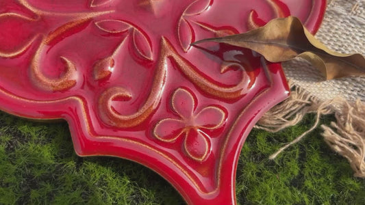 Moroccan Lantern Ceramic Tiles 150x175mm - N-DL-157502 - Per Square Meter - Coral Red Glossy Finish