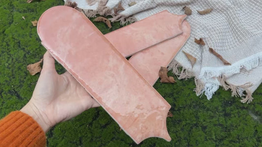 Feather Ceramic Tiles 90x308mm - Per Square Meter - Coral Pink Finish - YM930-19