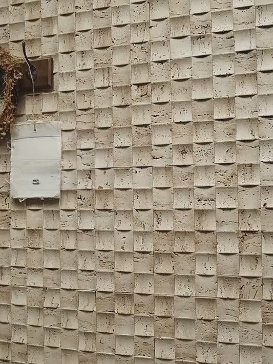 Travertine Look Mosaic Porcelain Tiles, 3D Textured Stone Effect Wall Tile