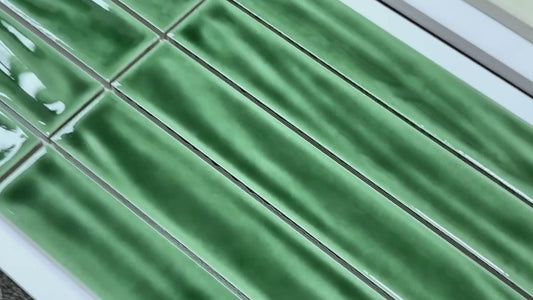 Handmade Kiln-fired Brick 40x250mm - Per Square Meter (100pcs) - Deep Forest Green N42503