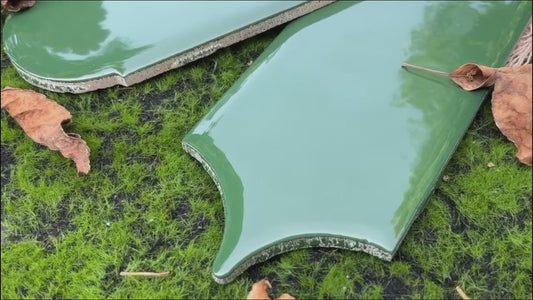 Feather Ceramic Tiles 90x308mm - Per Square Meter - Sage Green Finish - YM930-08