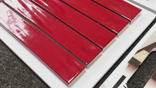 Handmade Kiln-fired Brick 40x250mm - Per Square Meter (100pcs) - Deep Crimson Red Finish N42506