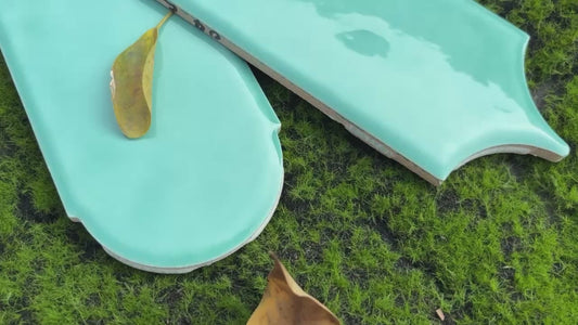 Feather Ceramic Tiles 90x308mm - Per Square Meter - Turquoise Finish - YM930-04