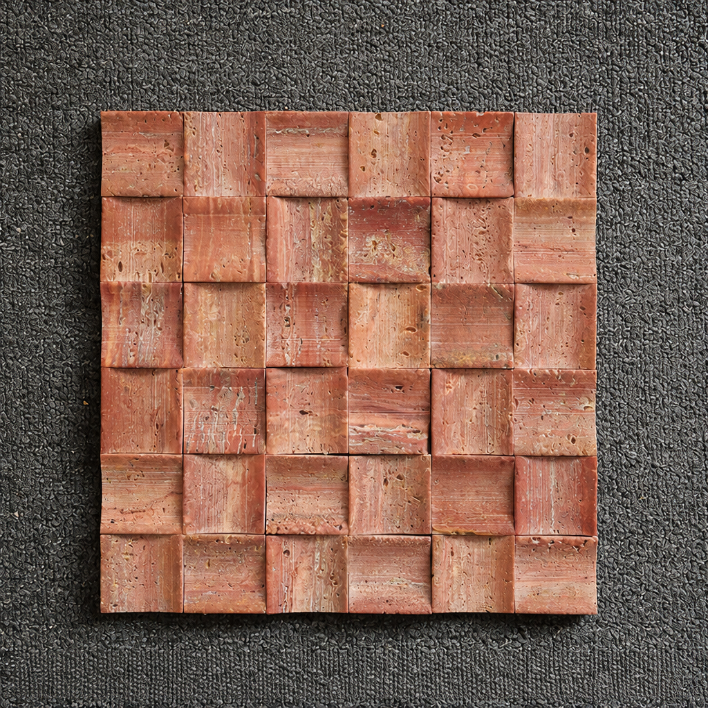 Travertine Look Mosaic Porcelain Tiles, 3D Textured Stone Effect Wall Tile